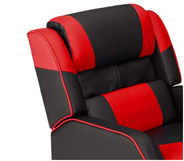Amazon Basics Kids/Youth Gaming Recliner with Headrest and Back Pillow, 3+ Age Group, Black and Red