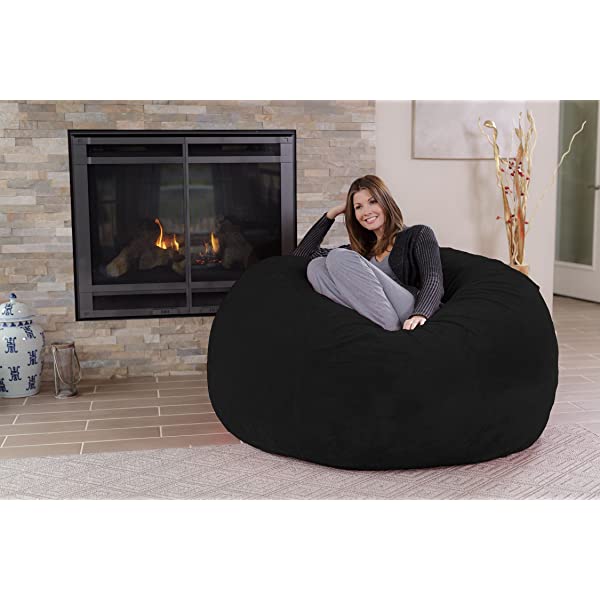 Chill Sack Bean Bag Chair: Giant 5' Memory Foam Furniture Bean Bag - Big Sofa with Soft Micro Fiber Cover - Navy Microsuede - Navy