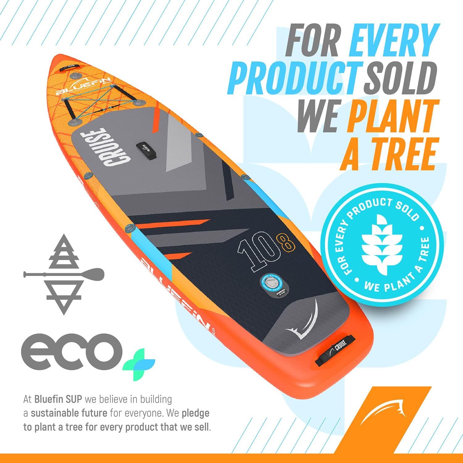 Bluefin Cruise SUP Inflatable Stand Up Paddle Board | Premium Paddleboard Accessories | Multiple sizes: Kids, 9'8, 10'4, 10’8, 12’, 15'