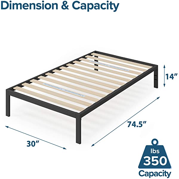 ZINUS Mia Metal Platform Bed Frame / Wood Slat Support / No Box Spring Needed / Easy Assembly, Black, Full Standard Full Black