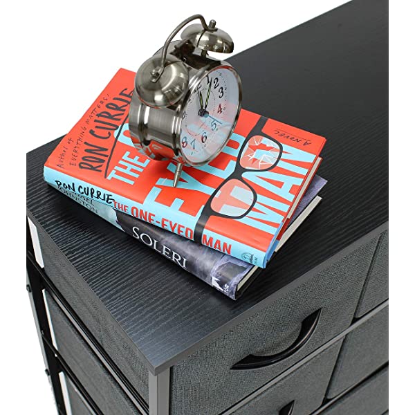 Sorbus Dresser with 8 Drawers - Furniture Storage Chest Tower Unit for Bedroom, Hallway, Closet, Office Organization - Steel Frame, Wood Top, Easy Pull Fabric Bins (White)