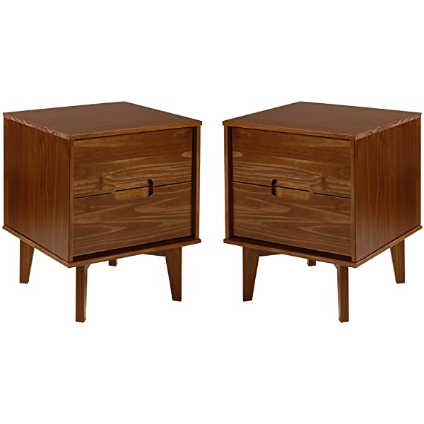 Walker Edison Mid Century Modern Grooved Handle Wood Dresser Bedroom Storage Drawer Organizer Closet Hallway, 6 Drawer, Caramel Caramel 1 pack 6 Drawer