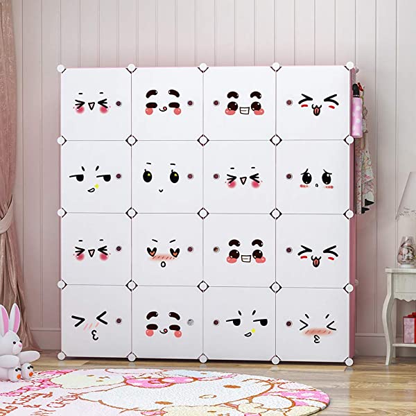 YOZO Cube Storage Organzier Portable Closet Wardrobe Bedroom Dresser (71x14x71 inches) Portable Closet Cube Shelf Armoire Pantry Cabinet, 25 Cubes, Blue 25Cubes Blue