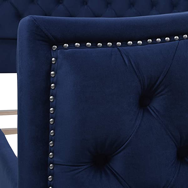 Jennifer Taylor Home Marcella Collection Queen Wingback Tufted Hand-Applied Nail Heads Upholstered Bed, Antique White Antique White Queen