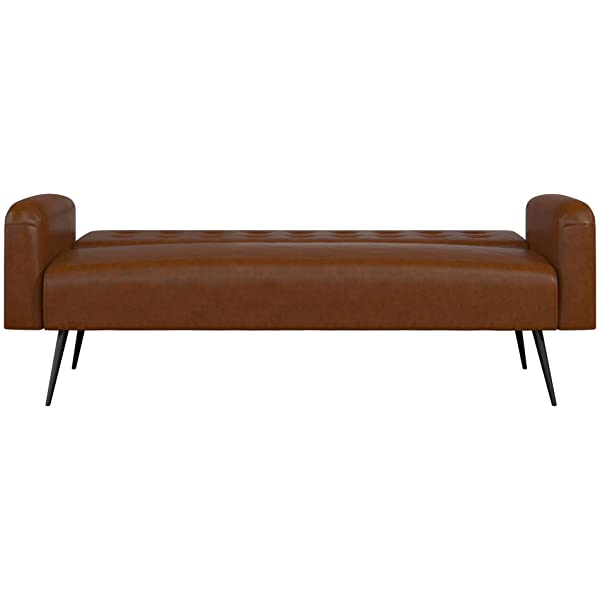 Novogratz 2360379N Z Stevie, Convertible Sofa Bed Couch, Ivory Velvet Futon