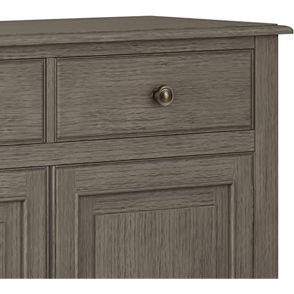 SIMPLIHOME Connaught SOLID WOOD 40 inch Wide Transitional Entryway Storage Cabinet in Dark Chestnut Brown, with 2 Drawers, 2 Doors, Adjustable Shelves