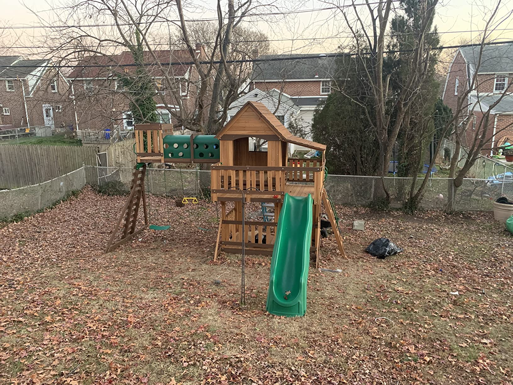 Woodridge Elite All Cedar Wood Swing Set, Upper and Lower Deck, Sandbox, Vented Tunnel