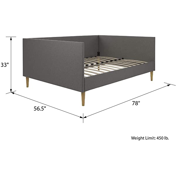 DHP Franklin Mid Century Upholstered Daybed, Sofa Bed, Twin Size Frame, Tan Linen Linen Twin Tan