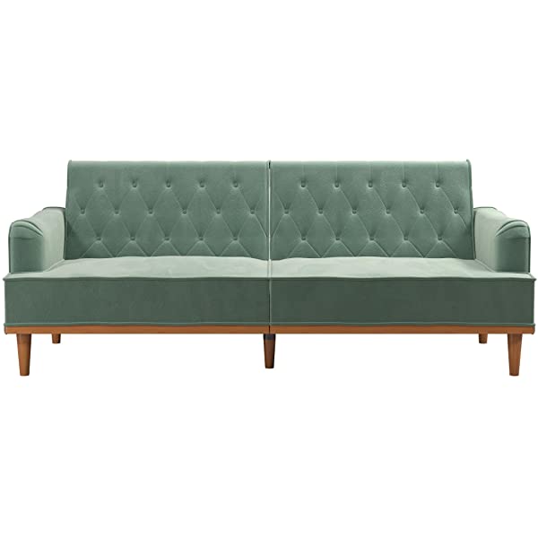 Mr. Kate Stella Vintage Convertible Sofa Bed Futon, Tan Linen