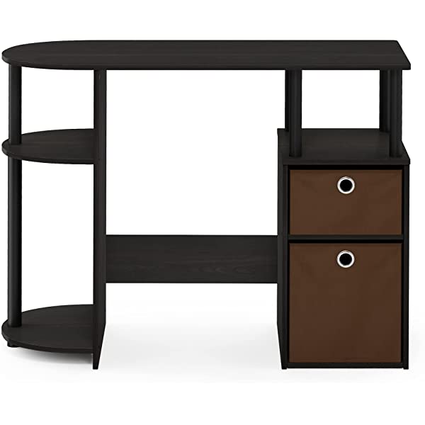 FURINNO Jaya Computer Study Desk with Bin, Brown Espresso
