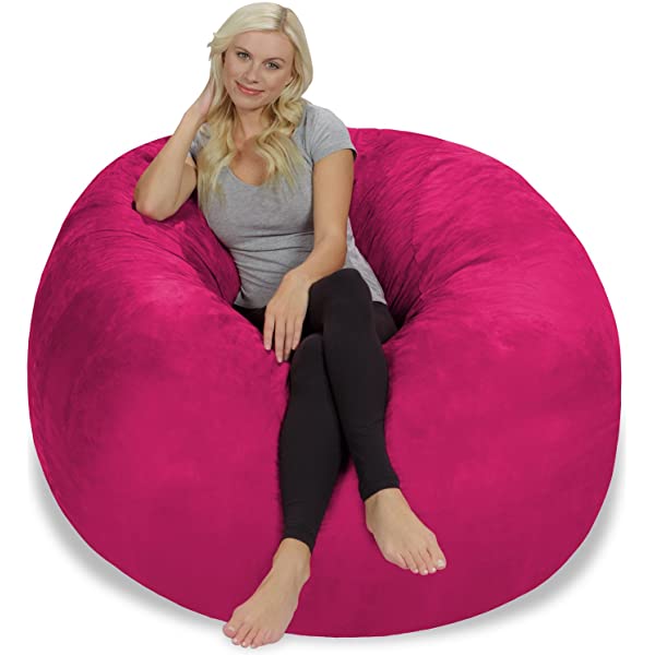 Chill Sack Bean Bag Chair: Giant 5' Memory Foam Furniture Bean Bag - Big Sofa with Soft Micro Fiber Cover - Navy Microsuede - Navy