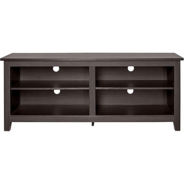 Walker Edison Wren Classic 4 Cubby TV Stand for TVs up to 65 Inches, 58 Inch, Black Black 58 InchTV Stand