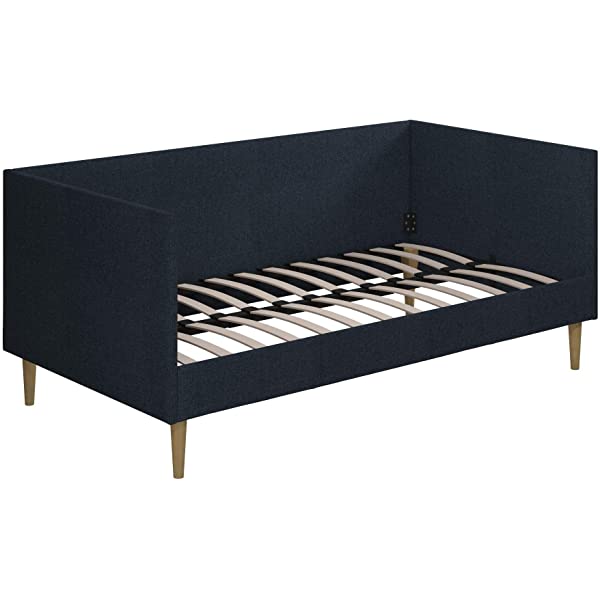 DHP Franklin Mid Century Upholstered Daybed, Sofa Bed, Twin Size Frame, Tan Linen Linen Twin Tan