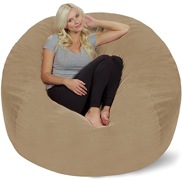 Chill Sack Bean Bag Chair: Giant 5' Memory Foam Furniture Bean Bag - Big Sofa with Soft Micro Fiber Cover - Navy Microsuede - Navy