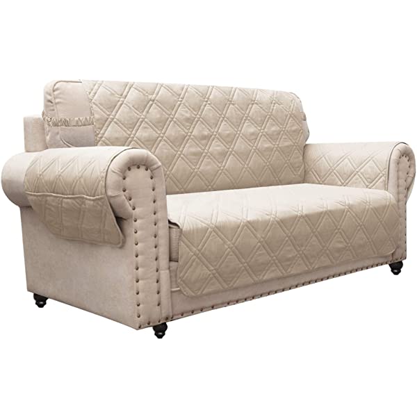 Ameritex Loveseat Cover Water-Resistant Quilted Furniture Protector with Back Nonslip Paws Slipcover for Dogs, Kids, Pets Loveseat Slipcover Stay in Place for Leather (46