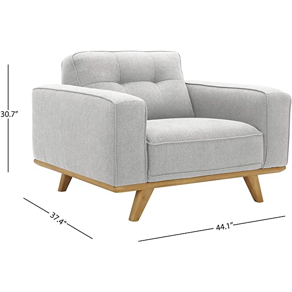 Amazon Brand – Rivet Bigelow Modern Oversized Leather Accent Chair with Wood Base, 44.1