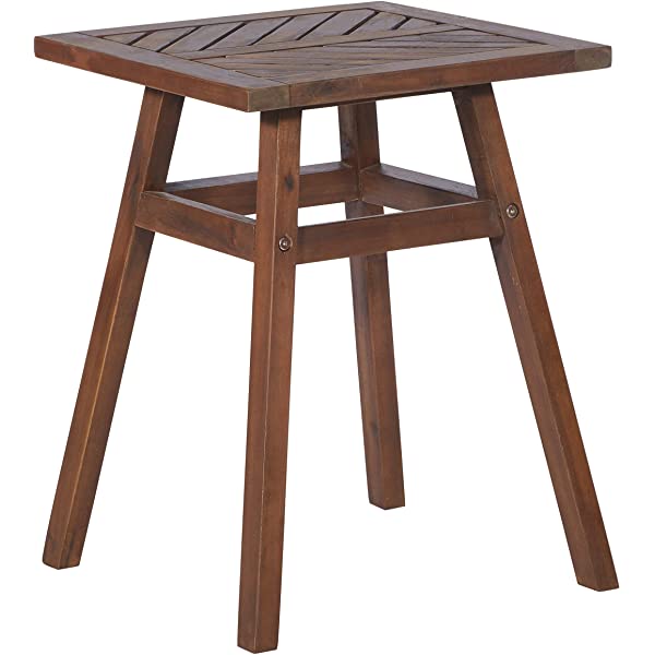 Walker Edison 5 Person Outdoor Wood Chevron Patio Furniture Dining Set Table Chairs Bench All Weather Backyard Conversation Garden Poolside Balcony, 4 Piece, Brown Brown 4 Piece Dining Set