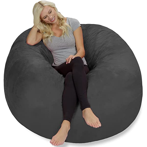 Chill Sack Bean Bag Chair: Giant 5' Memory Foam Furniture Bean Bag - Big Sofa with Soft Micro Fiber Cover - Navy Microsuede - Navy