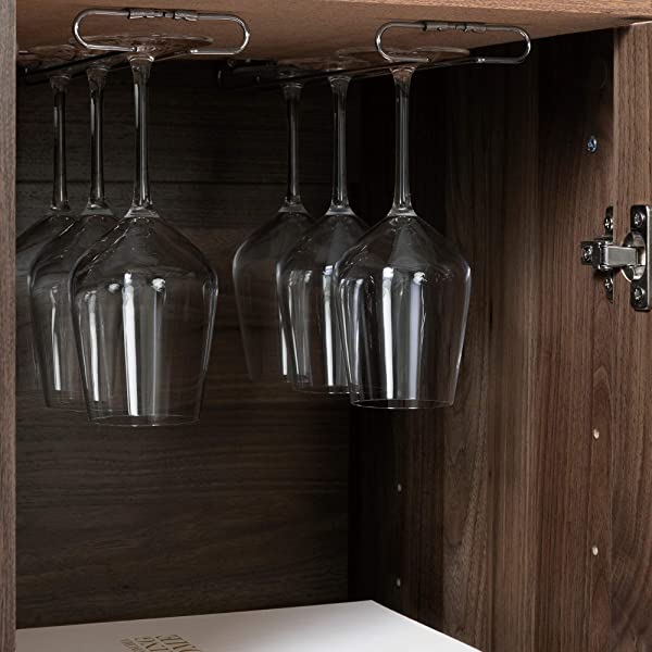 South Shore Bar Cabinet with Bottle and Glass Storage, Black Oak Black Oak Bar Cabinet