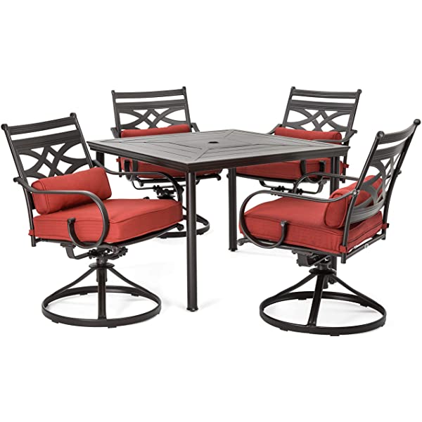 Hanover MCLRDN5PCSQSW4-CHL Montclair, Red Outdoor Furniture