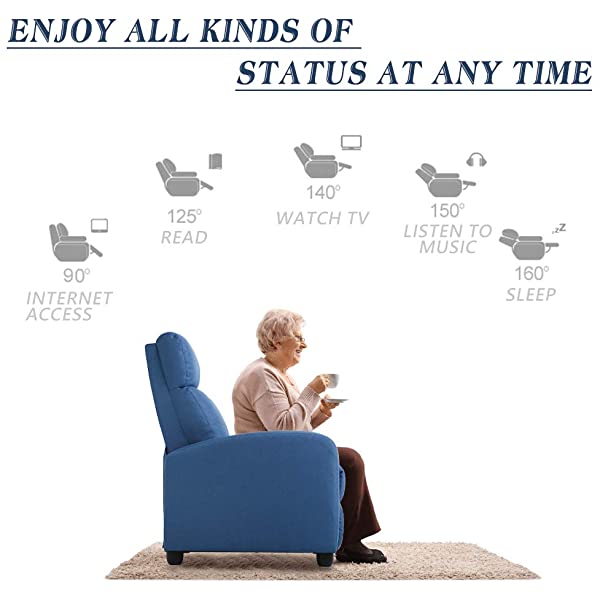 Recliner Chair for Living Room Massage Recliner Sofa Reading Chair Winback Single Sofa Home Theater Seating Modern Reclining Chair Easy Lounge with PU Leather Padded Seat Backrest (Brown)