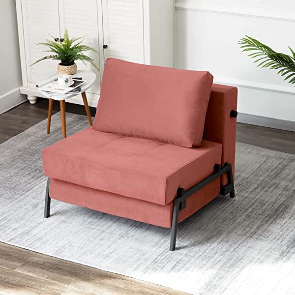 Vonanda Sofa Bed, Folding Velvet Sleeper Sofa, Modern Sleeper Chair Bed with Hidden Legs and Sturdy Frame for Small Living Space, Velvet Hunter Green