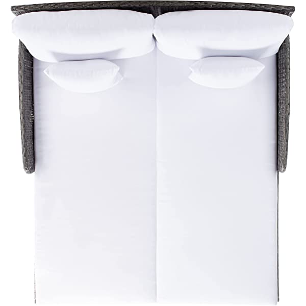 Safavieh Outdoor Collection Cadeo Brown Cushion Daybed PAT7500C, Grey/White