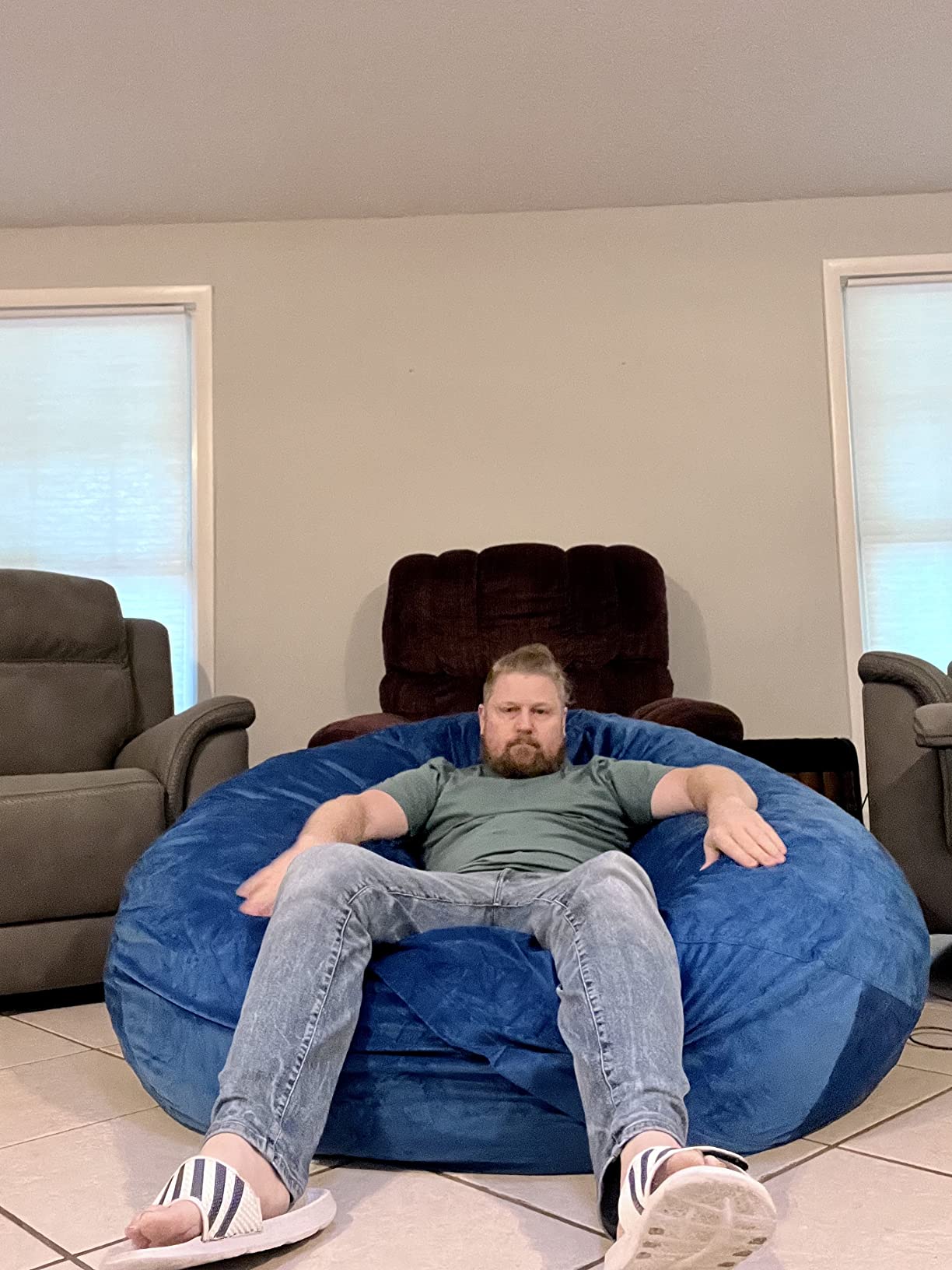 【Furniture】Giant 5' Memory Foam Furniture Bean Bag - Big Sofa with Soft Micro Fiber Cover