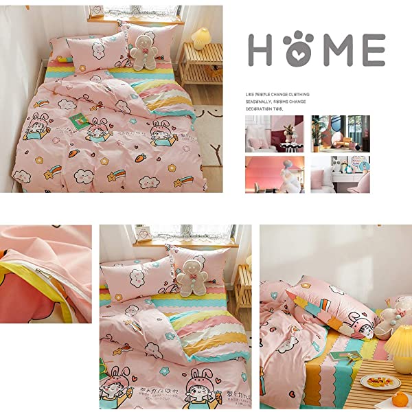 New Cartoon Animals Elephant Print Duvet Cover Sets for Kids 100% Cotton Reversible Soft 3 Pieces Kids Bedding Duvet Cover Pillowcases Kawaii Cloud Bedding Sets, Queen/Full Full/Queen (1 Duvet Cover + 2 Pillowcases) Multi A00 Elephant Bunny Balloon