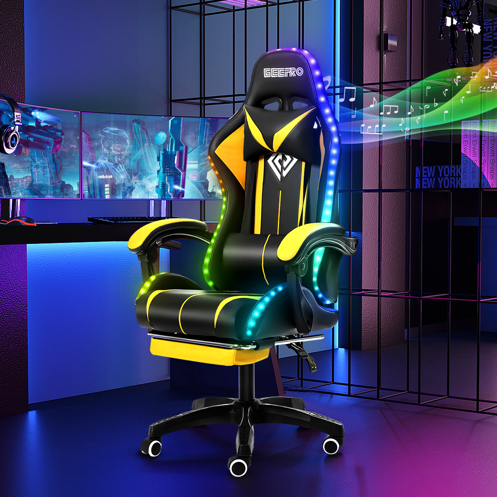 【Furniture】RGB PC & Racing Game Chair With Massage And Bluetooth