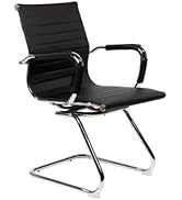 EVRE Office Boardroom Cantilever Desk Chair Chrome Frame Finish with PU Leather Visitors Chair - ...