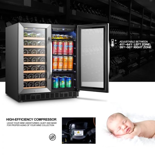 33 Bottle and 70 Can Dual Zone Freestanding Wine and Beverage Refrigerator