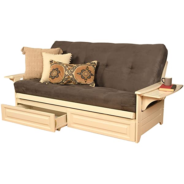 Kodiak Furniture Futon Set, Full, White Suede Navy