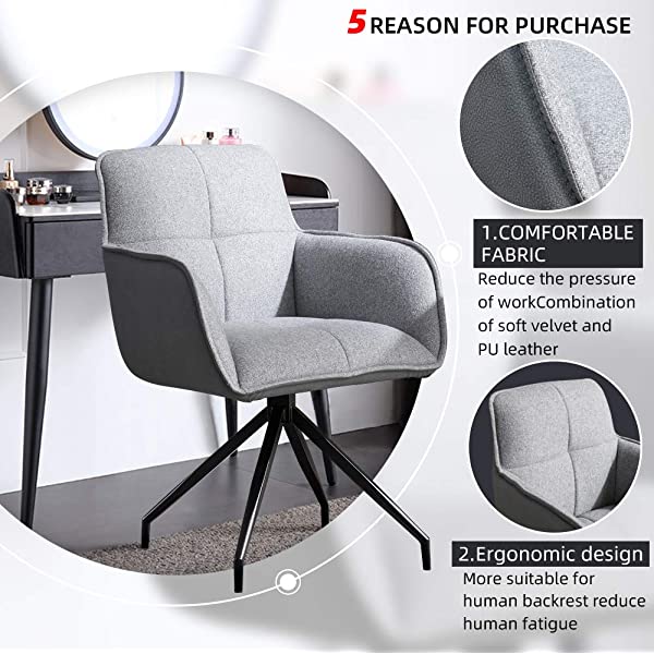 360°Swivel Home Study Velvet Chair Student Sedentary Comfortable Armchair Backrest Desk seat Anchor Rotating Living Chairs (Yellow/Gold)