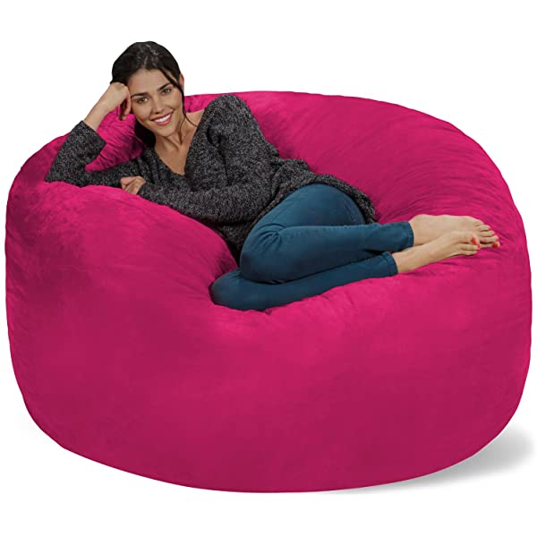 Chill Sack Bean Bag Chair: Giant 5' Memory Foam Furniture Bean Bag - Big Sofa with Soft Micro Fiber Cover - Navy Microsuede - Navy
