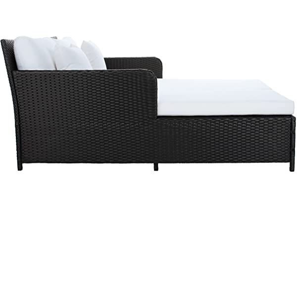 Safavieh Outdoor Collection Cadeo Brown Cushion Daybed PAT7500C, Grey/White