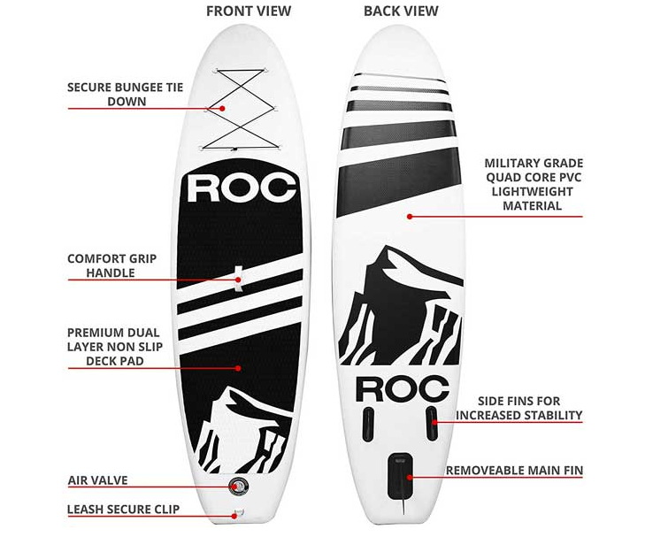 Roc Inflatable Stand Up Paddle Board with Premium sup Accessories & Backpack