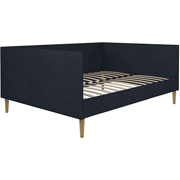 DHP Franklin Mid Century Upholstered Daybed, Sofa Bed, Twin Size Frame, Tan Linen Linen Twin Tan