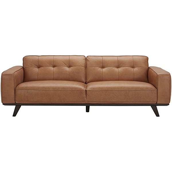 Amazon Brand – Rivet Bigelow Modern Oversized Leather Accent Chair with Wood Base, 44.1