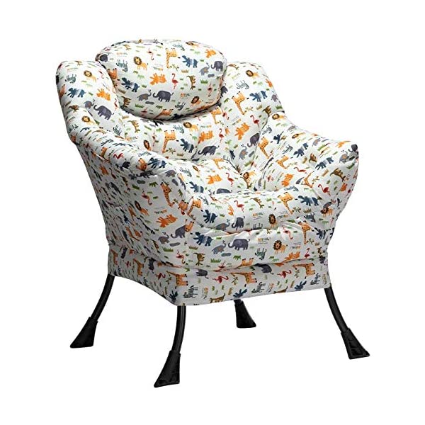 AbocoFur Modern Large Cotton Fabric Lazy Chair，Accent Contemporary Lounge Chair, Single Steel Frame Leisure Sofa Chair with Armrests and A Side Pocket, Beige