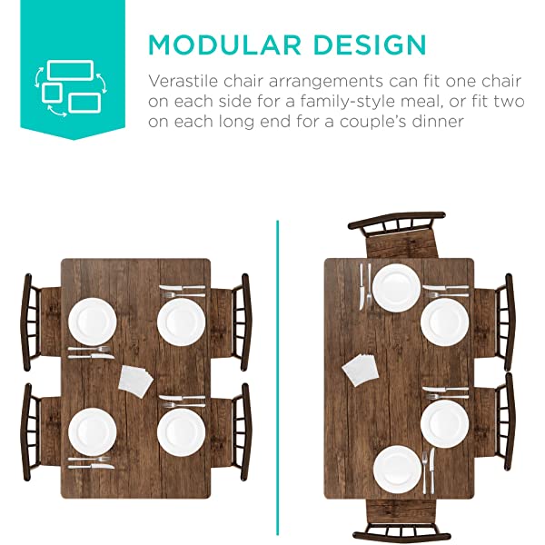 Best Choice Products 5-Piece Metal and Wood Indoor Modern Rectangular Dining Table Furniture Set for Kitchen, Dining Room, Dinette, Breakfast Nook w/ 4 Chairs - Brown
