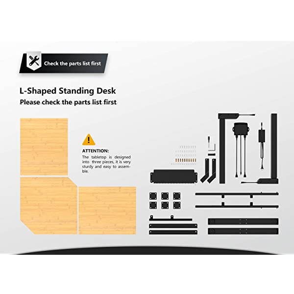 FEZIBO Dual Motor L-Shaped Electric Standing Desk, 48 Inches Height Adjustable Corner Desk, Full Sit Stand Home Office Table with Splice Board, Black Frame/Rustic Brown Top