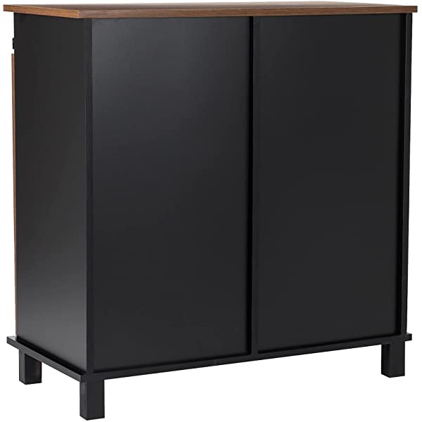 Glitzhome Wood Rustic Wine Cabinet 2-Sections Bar Cabinet with Wine Storage 31.5”L Sideboard Table with Drawers Wood Sideboard with Wine Display for Kitchen Dining Room 2 piece