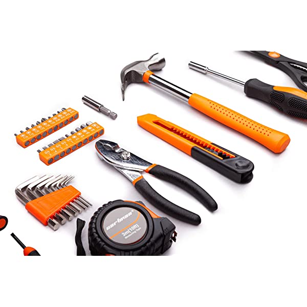CARTMAN Orange 39-Piece Tool Set - General Household Hand Tool Kit with Plastic Toolbox Storage Case Orange 39pcs