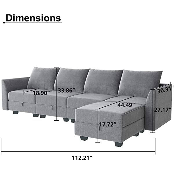 HONBAY Convertible Sectional Sofa U Shaped Couch with Reversible Chaise Modular Oversized Couch Sectional Sofa with Ottomans, Aqua Blue U Shape Sofa-1 Blue