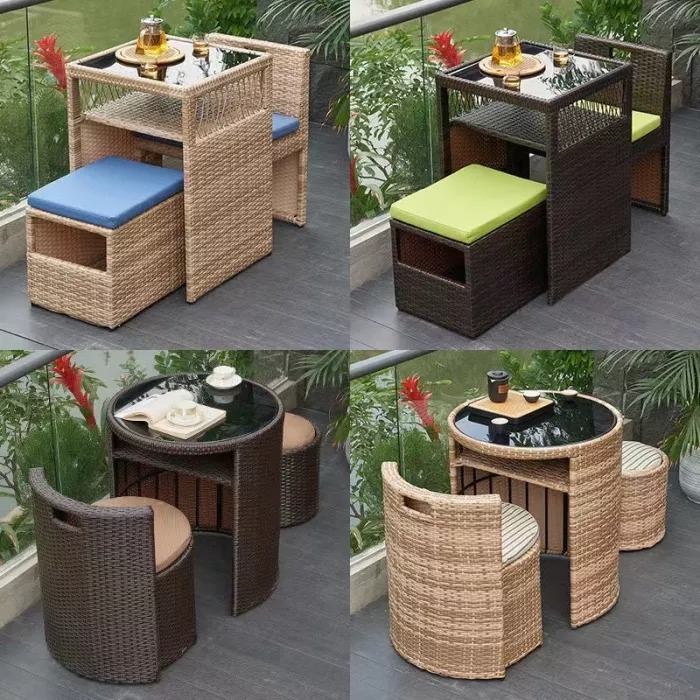 【Home&Garden】Outdoor balcony table and chair patio outdoor waterproof small cane chair