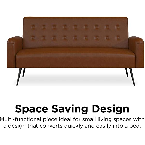 Novogratz 2360379N Z Stevie, Convertible Sofa Bed Couch, Ivory Velvet Futon