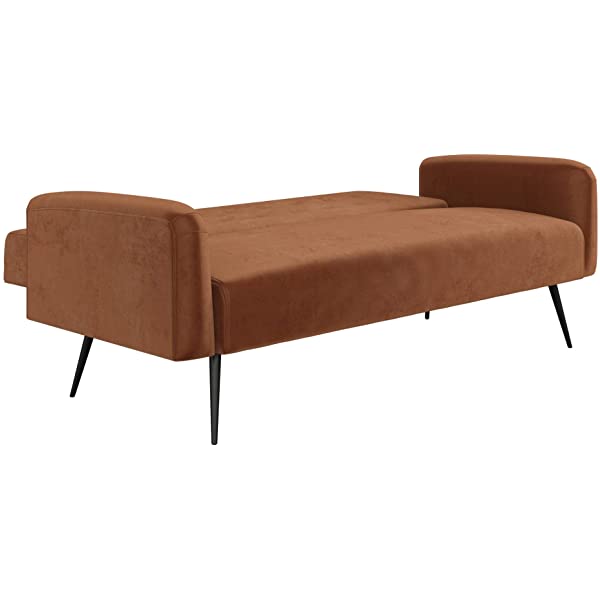 Novogratz 2360379N Z Stevie, Convertible Sofa Bed Couch, Ivory Velvet Futon