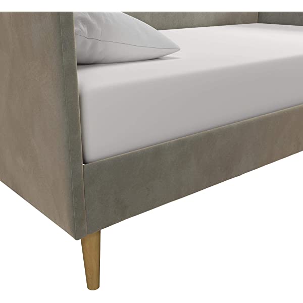 DHP Franklin Mid Century Upholstered Daybed, Sofa Bed, Twin Size Frame, Tan Linen Linen Twin Tan