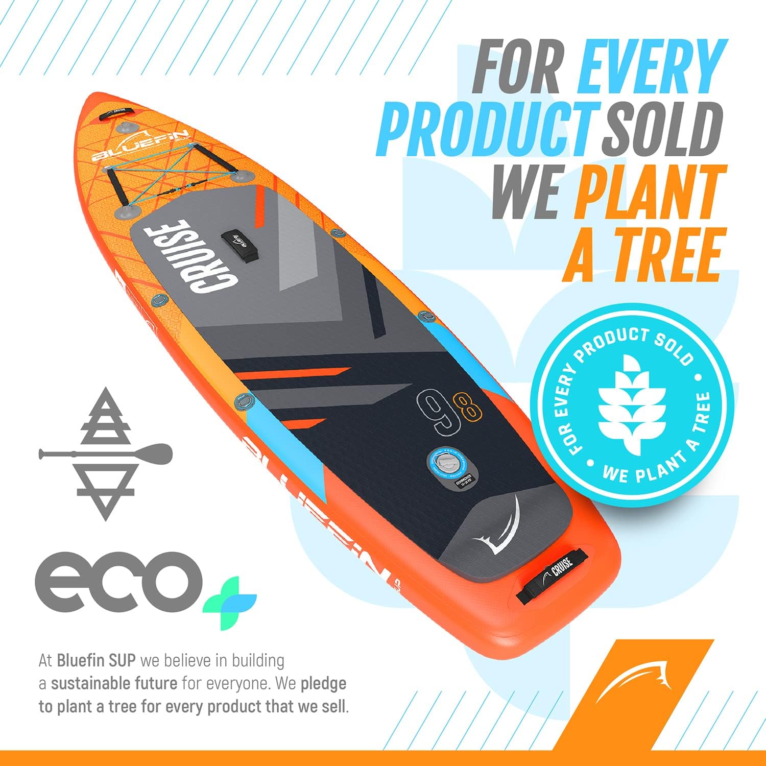 Bluefin Cruise SUP Inflatable Stand Up Paddle Board | Premium Paddleboard Accessories | Multiple sizes: Kids, 9'8, 10'4, 10’8, 12’, 15'